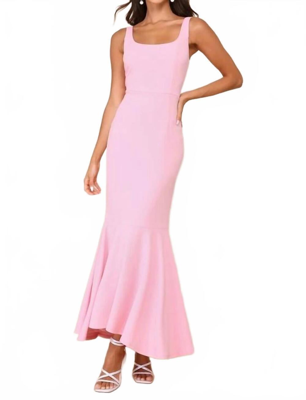 NEW LULUS romantic destiny square neck trumpet maxi dress in light pink